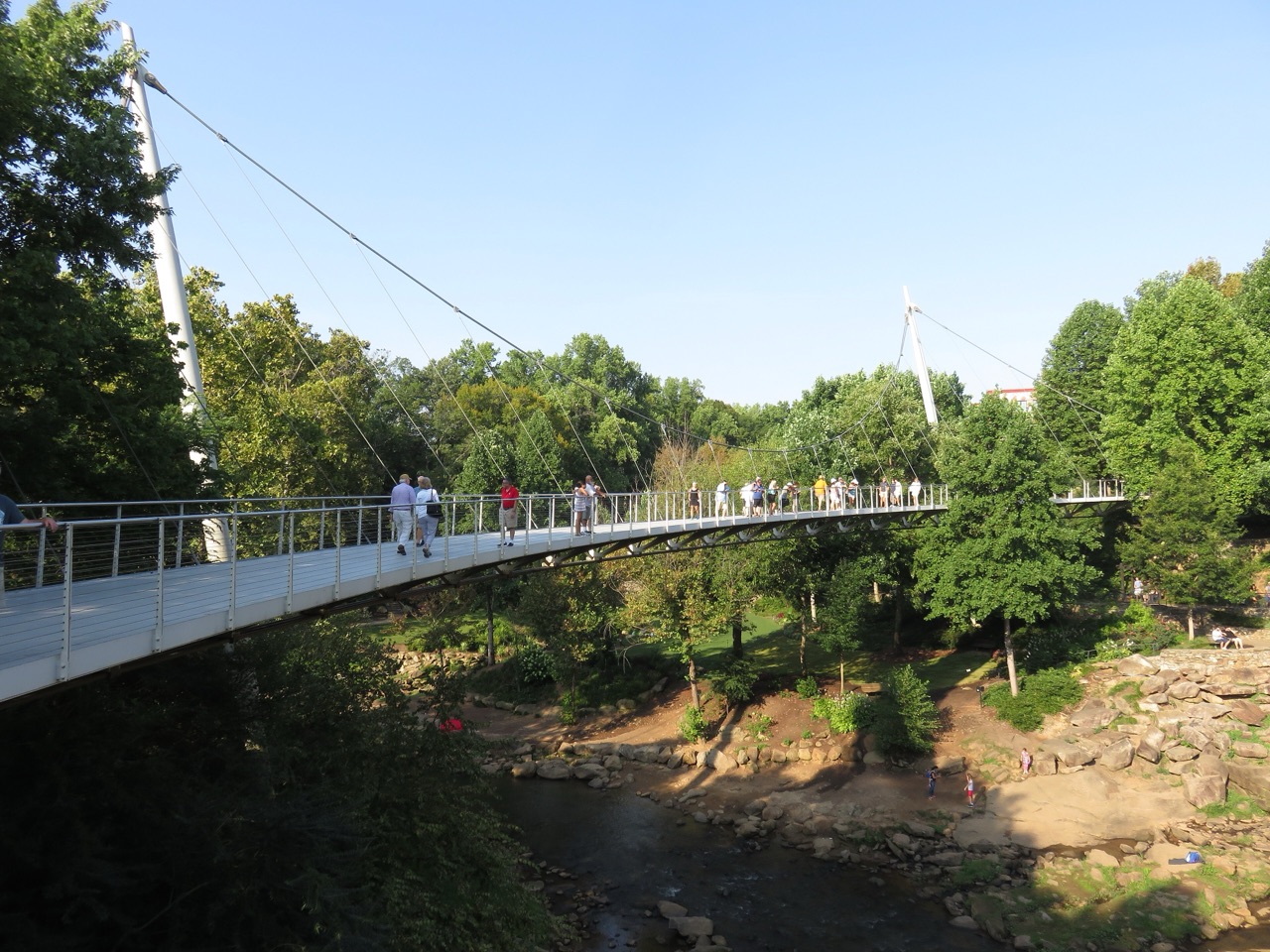 Liberty Bridge over the Reedy River at Falls Park in downtown Greenville
